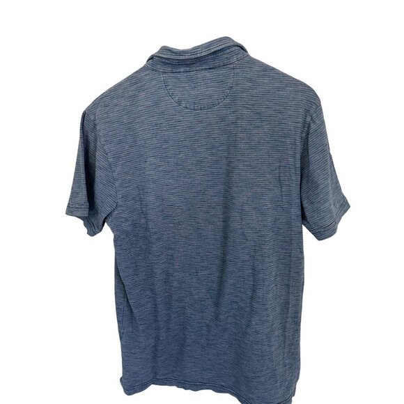 Faherty Brand Indigo Polo Shirt Denim Details Front Pocket Heather Blue - Med - Picture 5 of 7